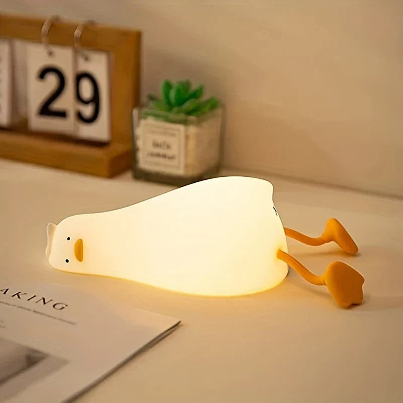 Duck-Shaped Silicone Night Lamp with Adjustable LED Light