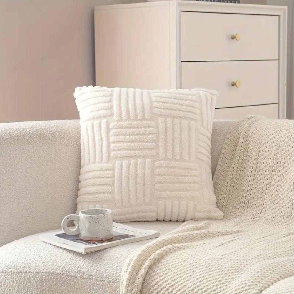 Plush Faux Fur Striped Cushion Cover