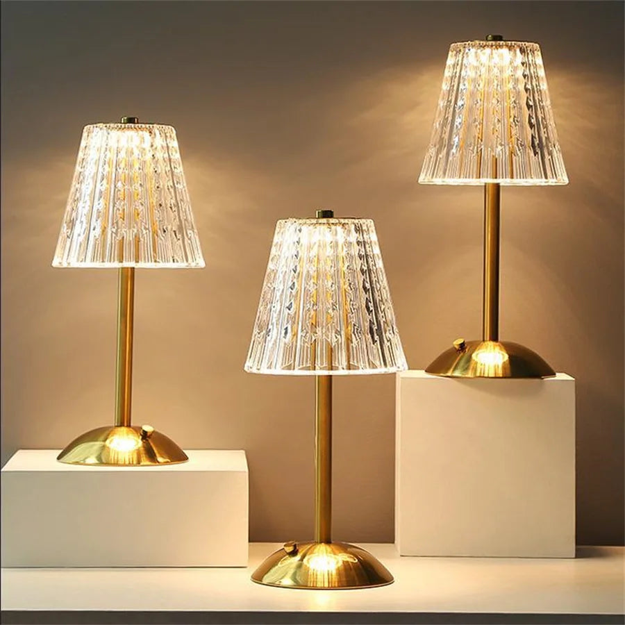 Gold Crystal Touch Control Table Lamp