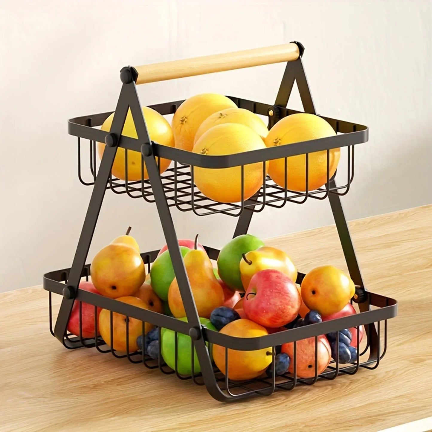 3-Tier Carbon Steel Fruit Basket for Stylish Storage