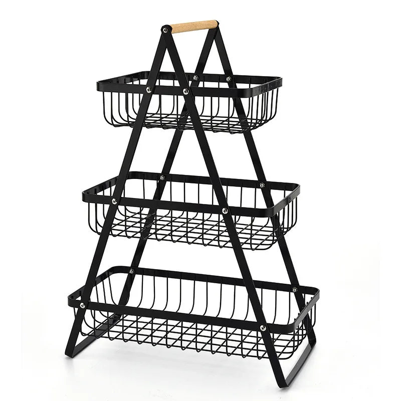 3-Tier Carbon Steel Fruit Basket for Stylish Storage