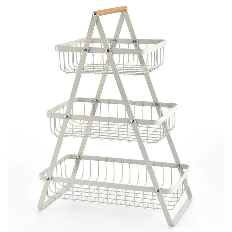3-Tier Carbon Steel Fruit Basket for Stylish Storage