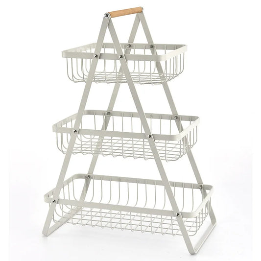 3-Tier Carbon Steel Fruit Basket for Stylish Storage