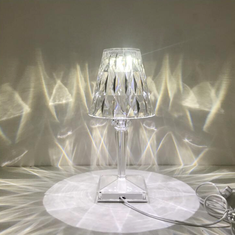 Touch Sensor Crystal Table Lamp with USB Rechargeable Design
