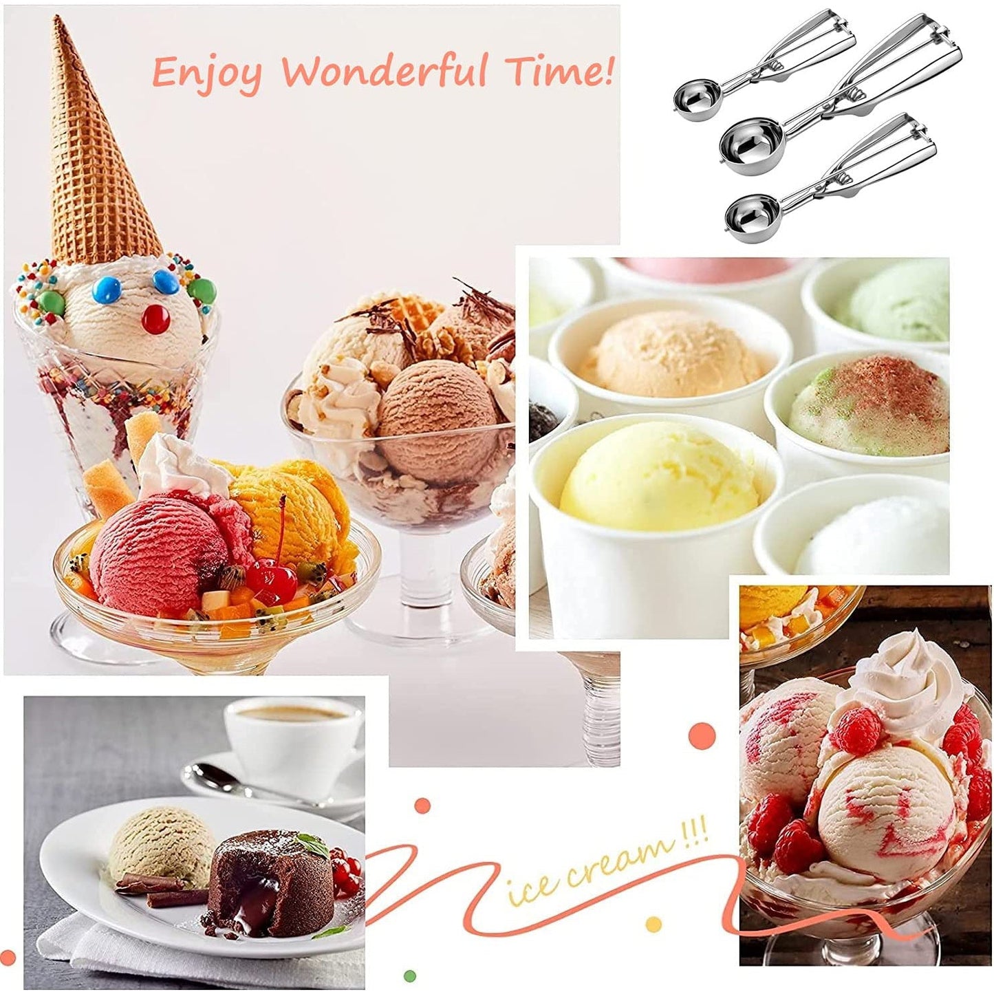Stainless Steel Cookie Scooper Set with Trigger - 3 Sizes