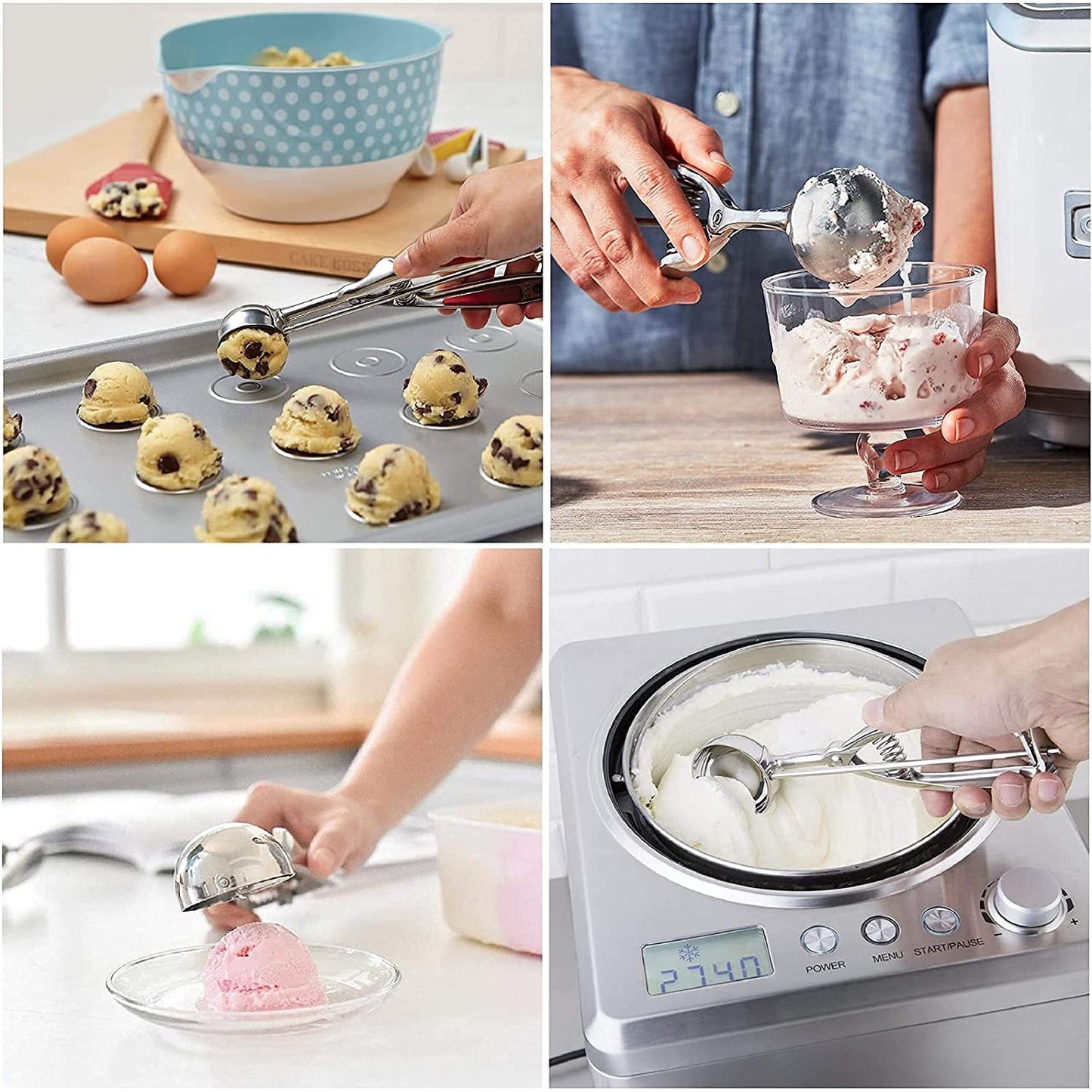Stainless Steel Cookie Scooper Set with Trigger - 3 Sizes