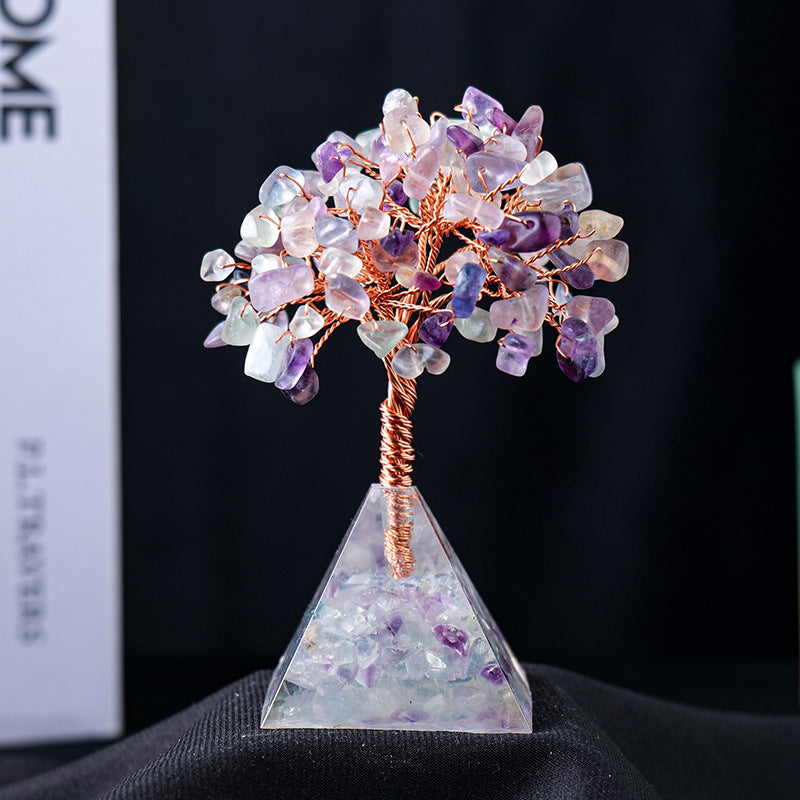 Natural Crystal Feng Shui Tree with Pyramid Base