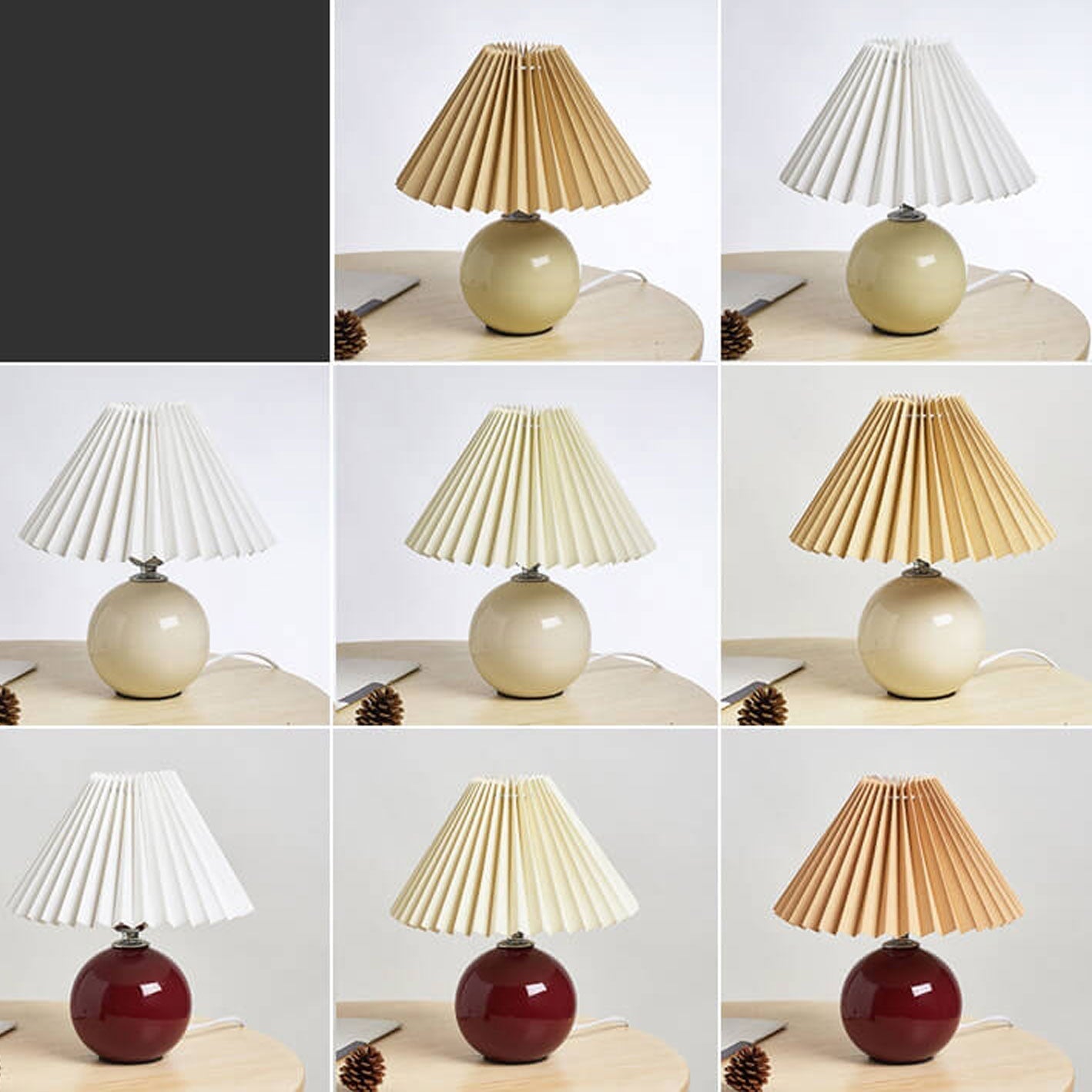 Ceramic Pleated Modern Table Lamp in Multiple Colors