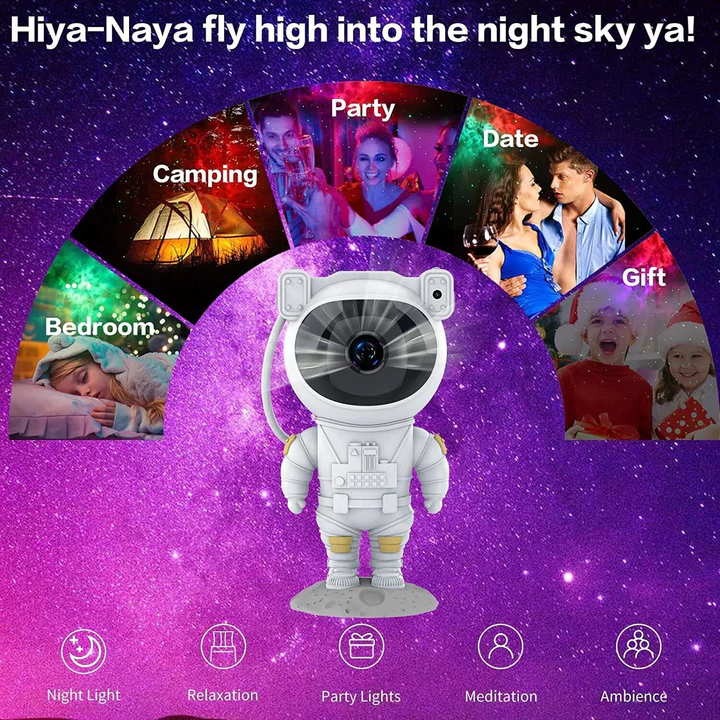 Astronaut Galaxy Star Projector Night Light with Remote Control