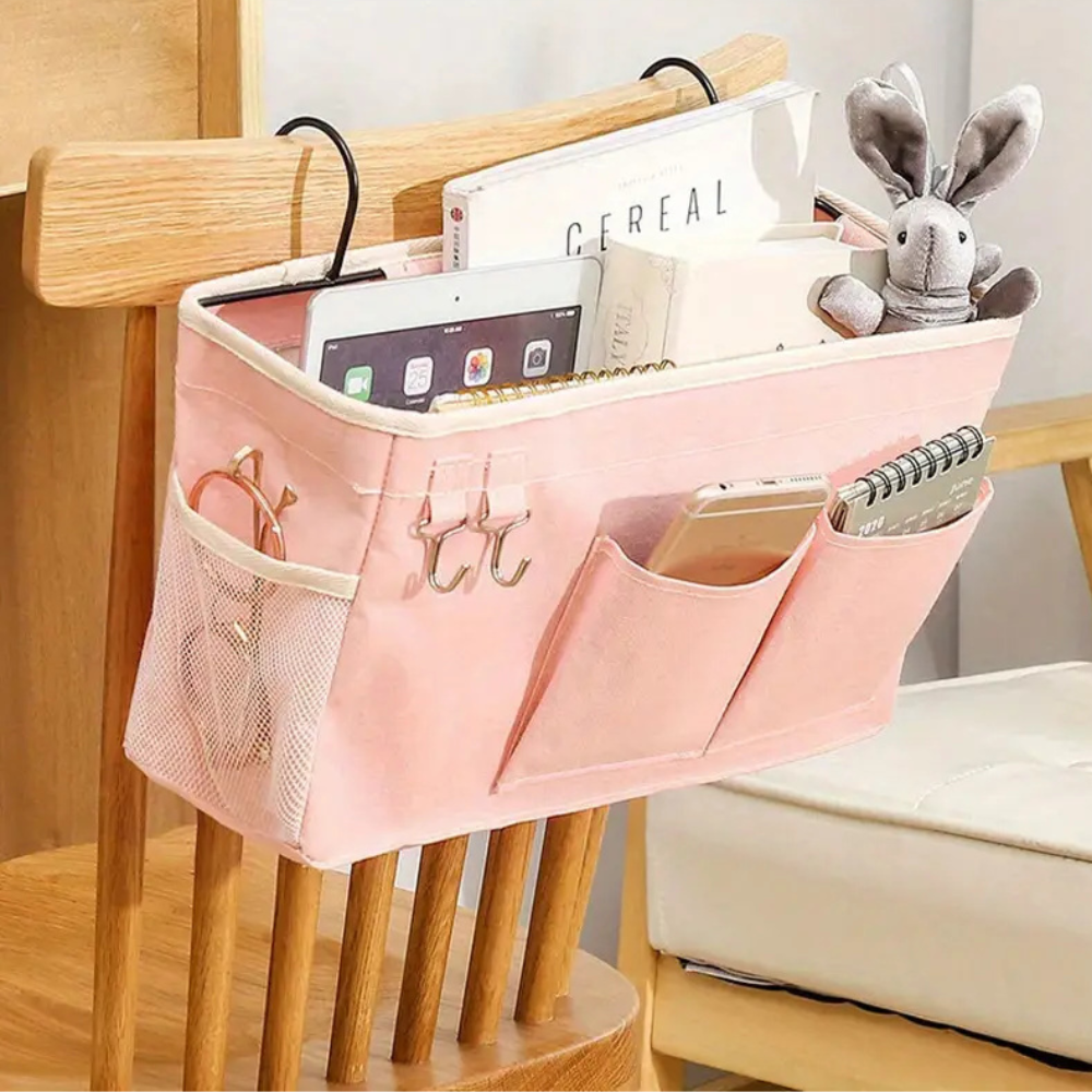 Multi-Pocket Hanging Organizer Bag with Side Hooks