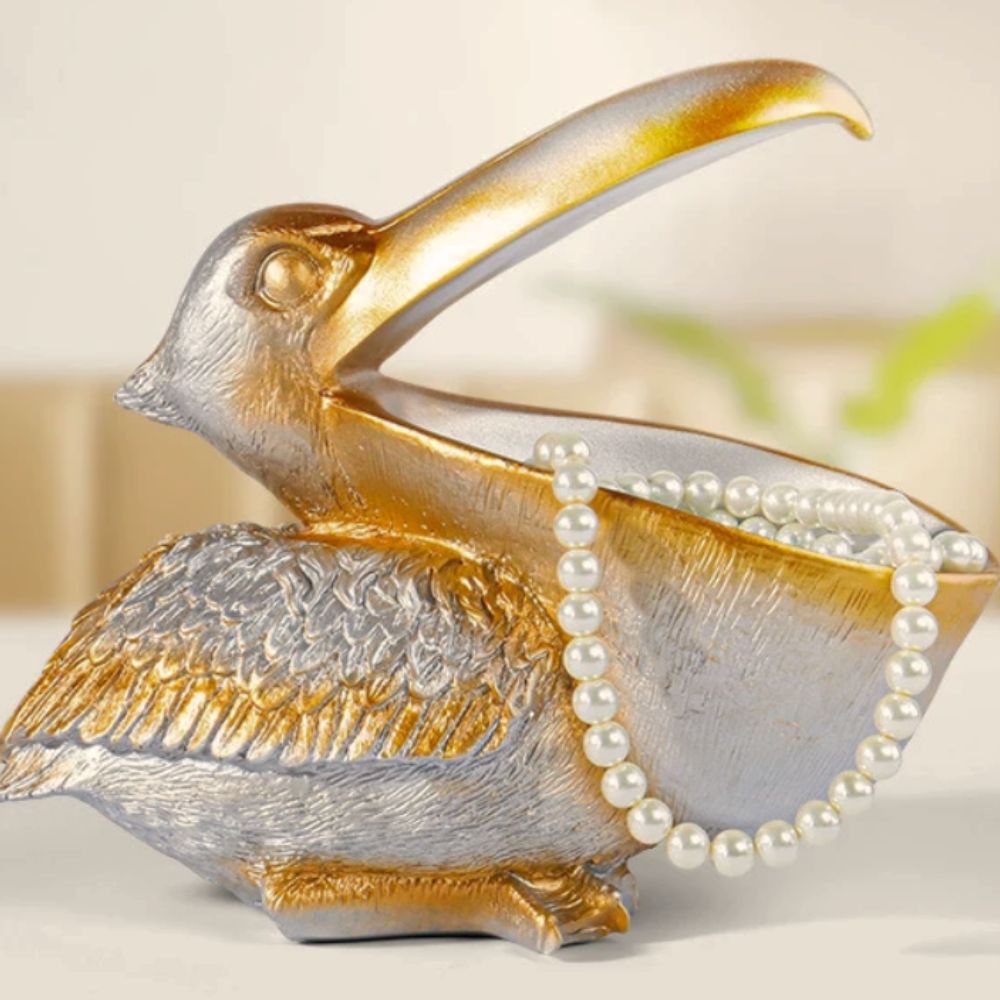 Elegant Gold Pelican Home Organizer for Keys and Letters