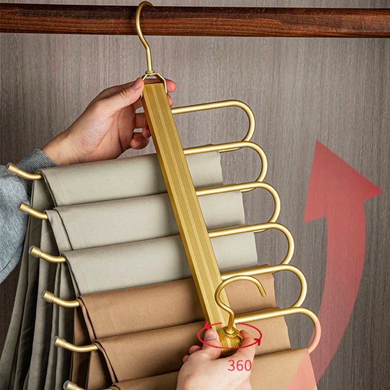 Space-Saving Aluminum Pants Hangers with 360° Rotation and Anti-Slip Design