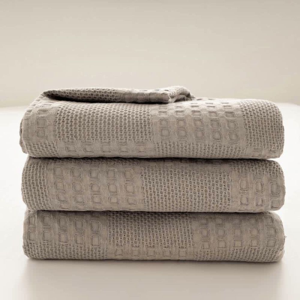 Blush Organic Cotton Waffle Checkered Blanket