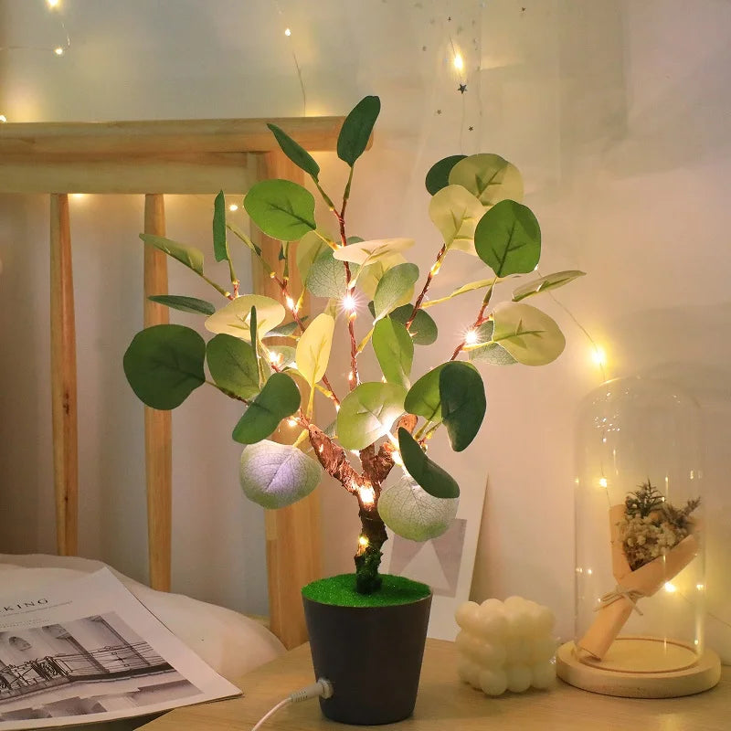Christmas Branch LED Night Light with Decorative Pot