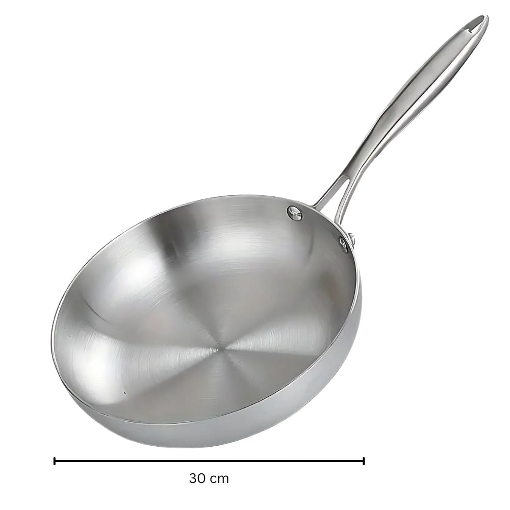 5-Ply Stainless Steel Frying Pan with Even Heat Distribution