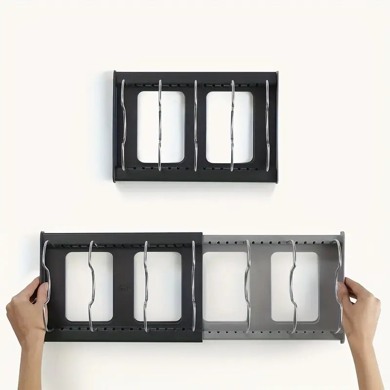 Adjustable Pot and Lid Organizer for Kitchen Cabinets