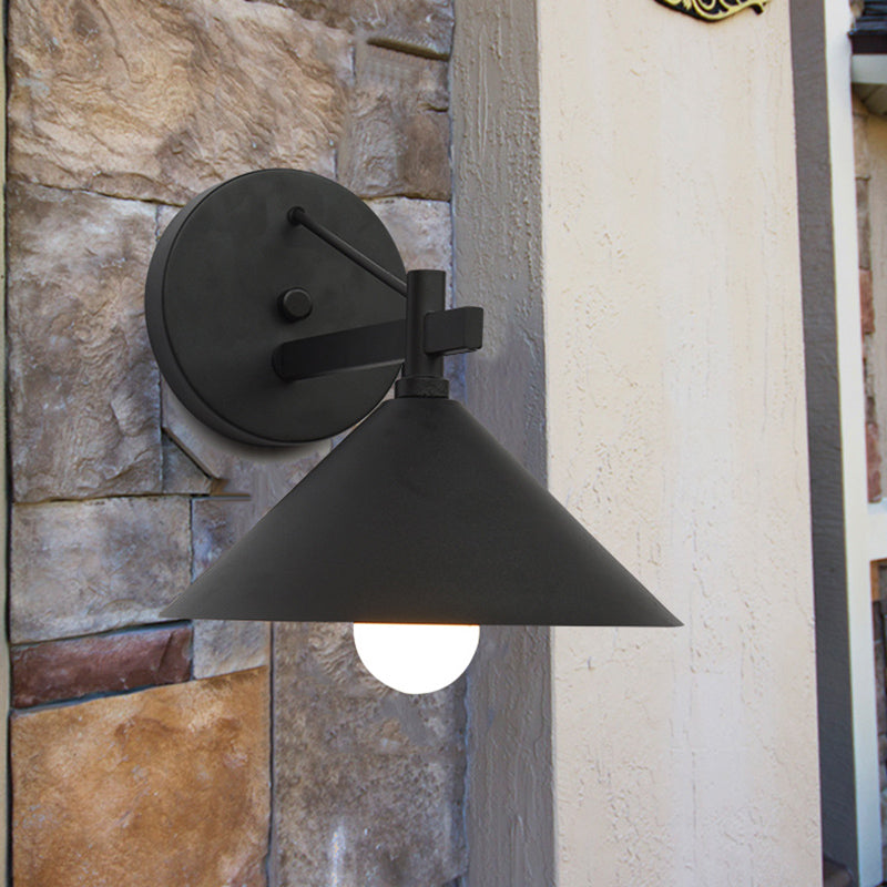 Vintage Metal Cone Wall Light in Black Antique Brass or Aged Silver