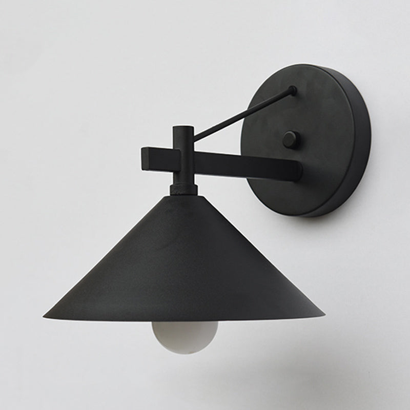 Vintage Metal Cone Wall Light - Industrial Outdoor Fixture in Black, Antique Brass, or Aged Silver