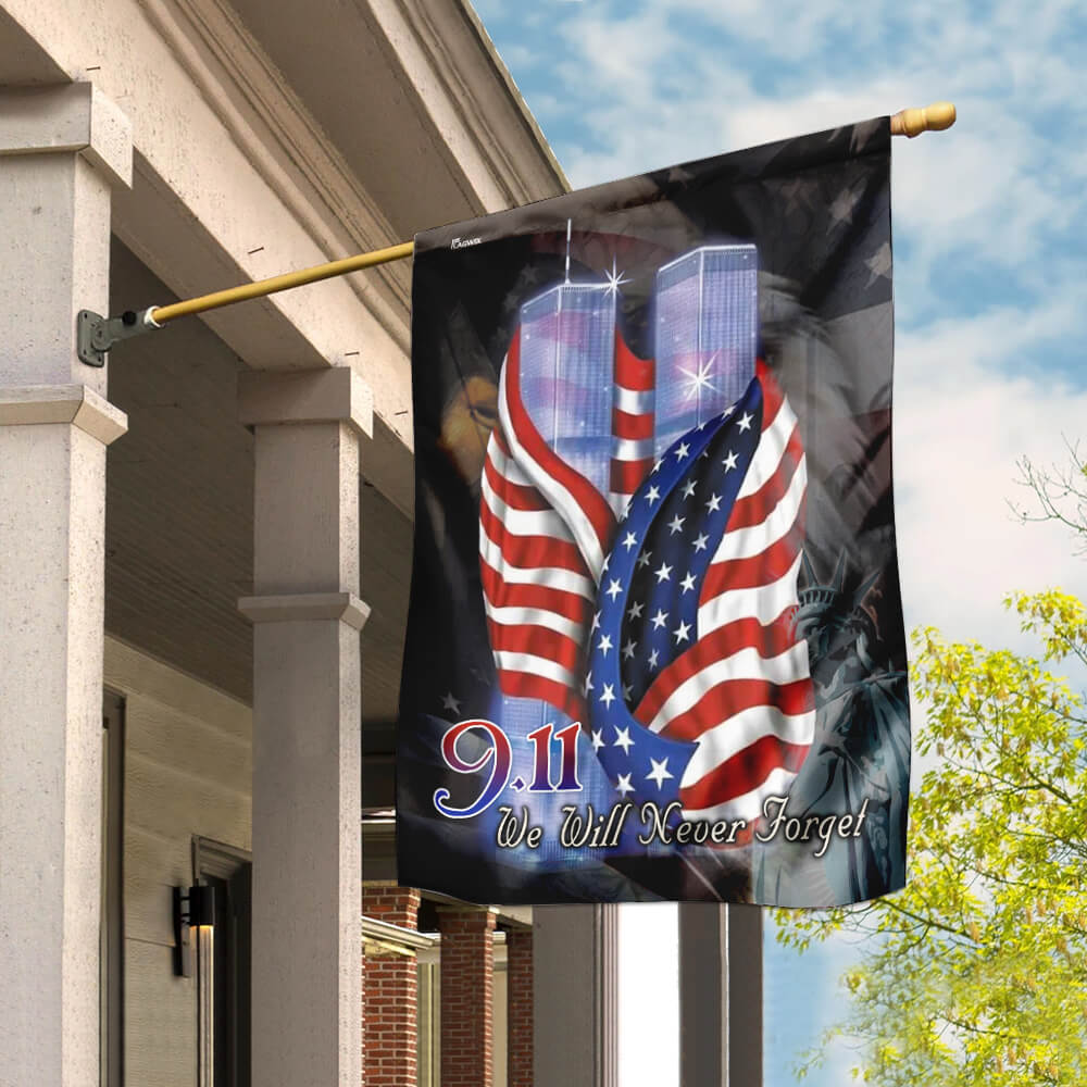September 11th Never Forget Patriotic Flag - Double-Sided Canvas
