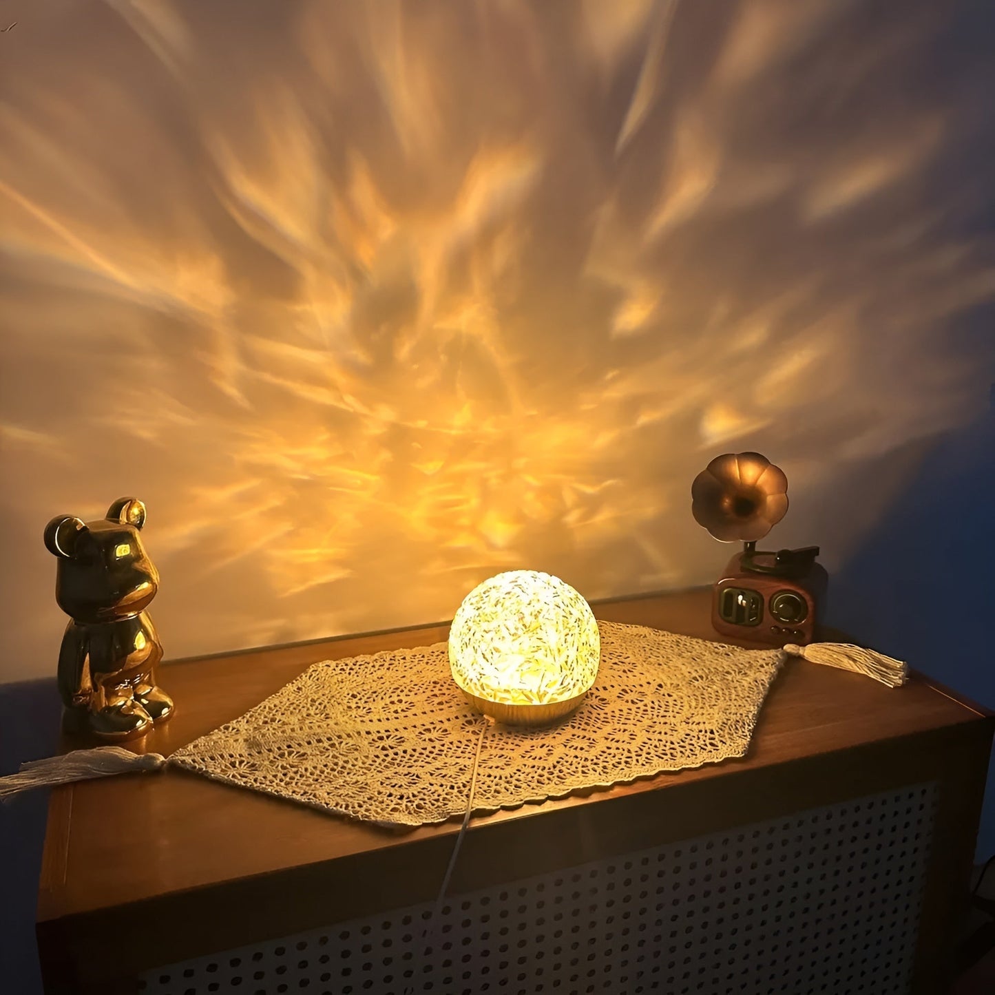 Wave Light Projection Lamp with Dimmable Colors and 360° Rotatable Head
