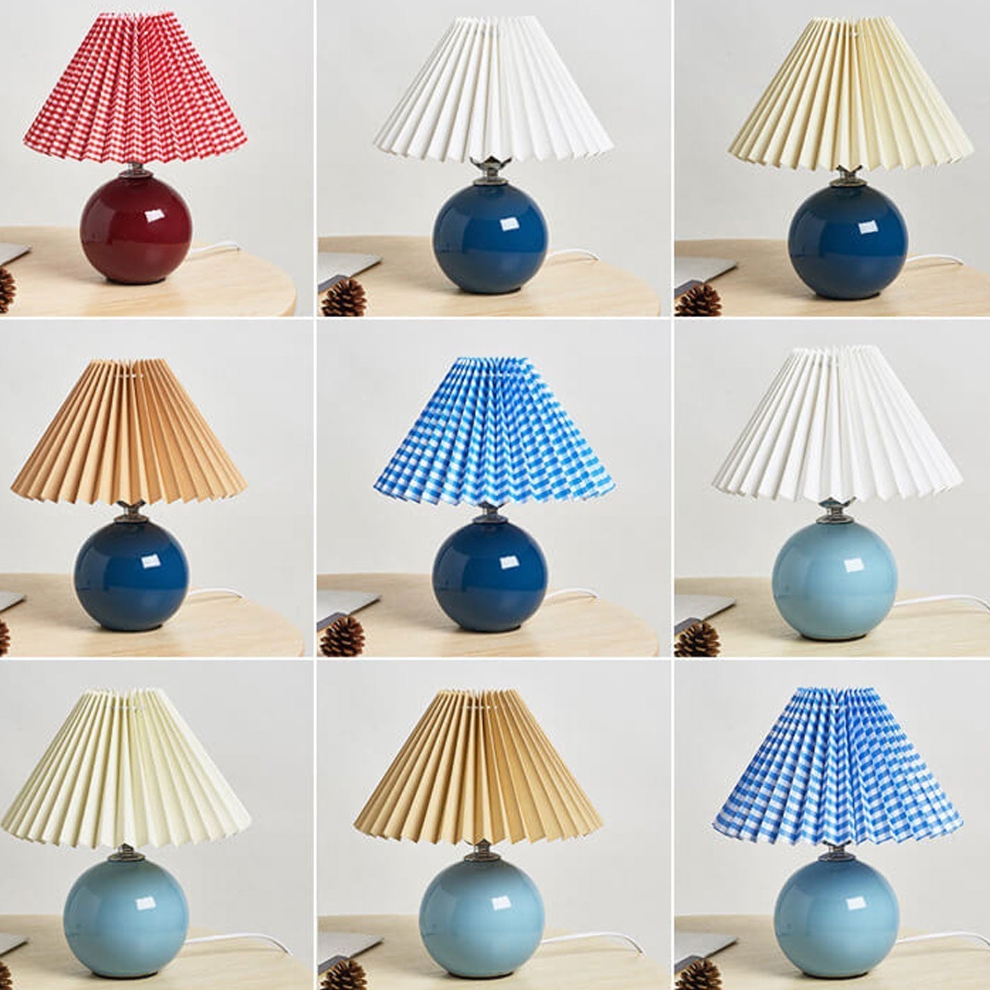 Ceramic Pleated Modern Table Lamp in Multiple Colors