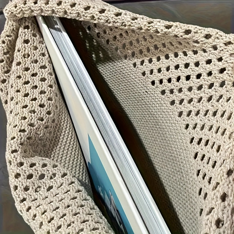 Large Capacity Crocheted Women's Beach Bag with Open Structure