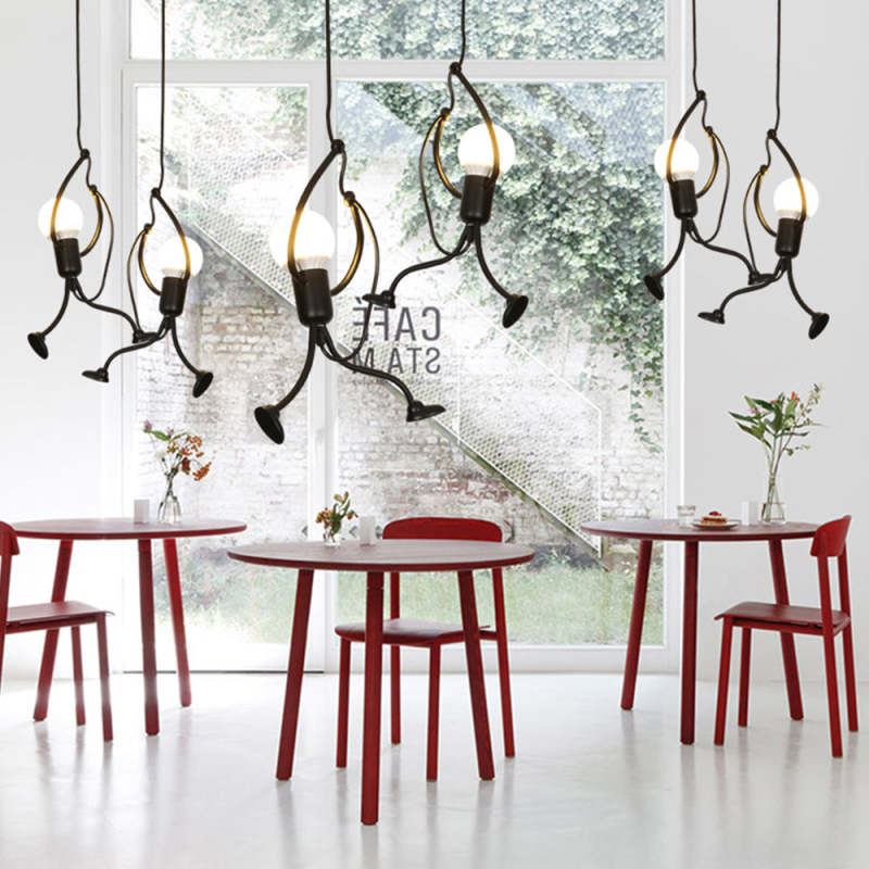 Retro Iron Man Pendant Light with Adjustable Length