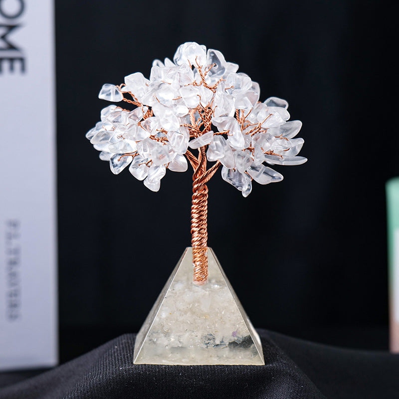 Natural Crystal Feng Shui Tree with Pyramid Base
