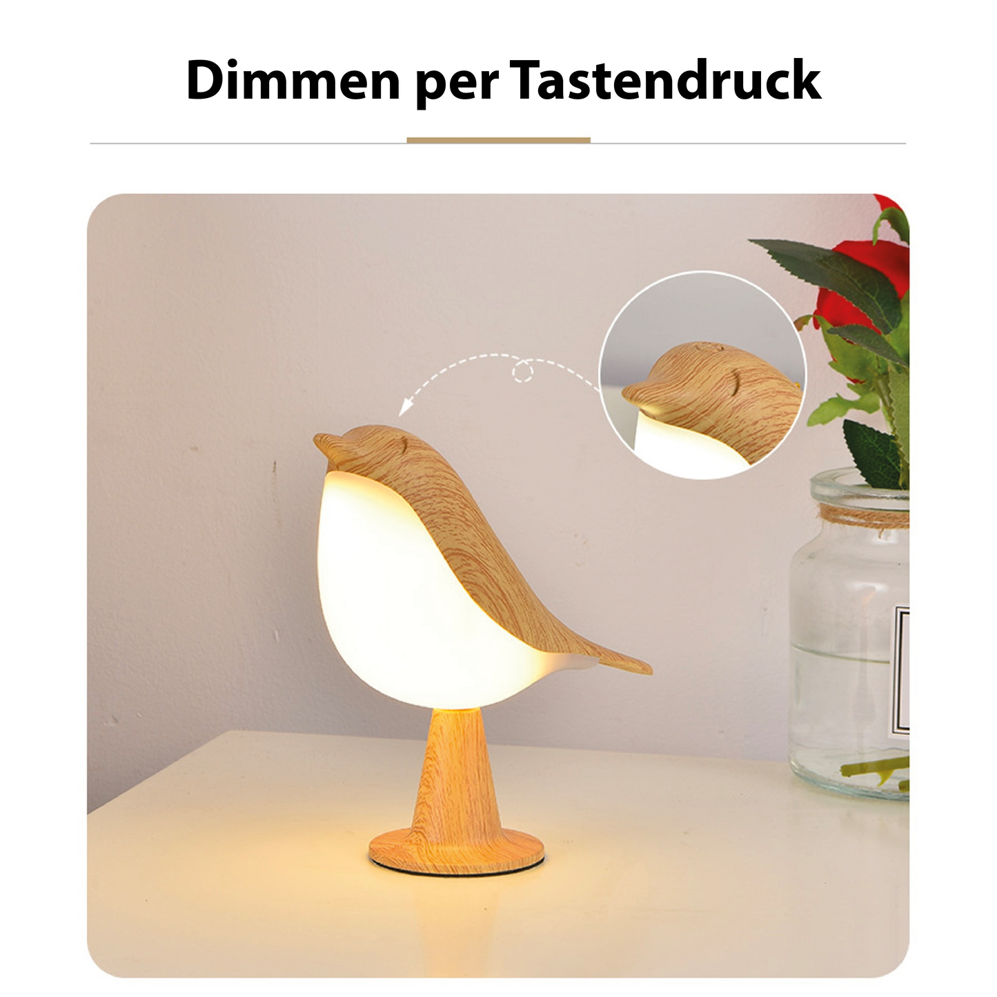 Contemporary Bird Design LED Table Lamp with Fabric Shade