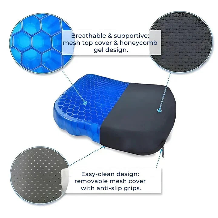 Orthopedic Gel Seat Cushion for Tailbone and Lower Back Pain Relief