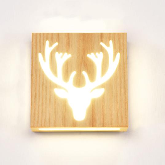 Wooden LED Wall Lamp - Energy-Efficient Nature-Inspired Design