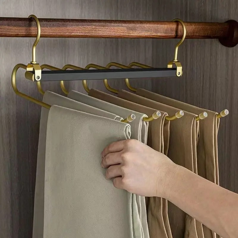 Space-Saving Aluminum Pants Hangers with 360° Rotation and Anti-Slip Design