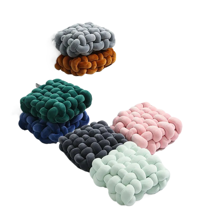 Square Plush Knitted Throw Pillow in Crystal Velvet