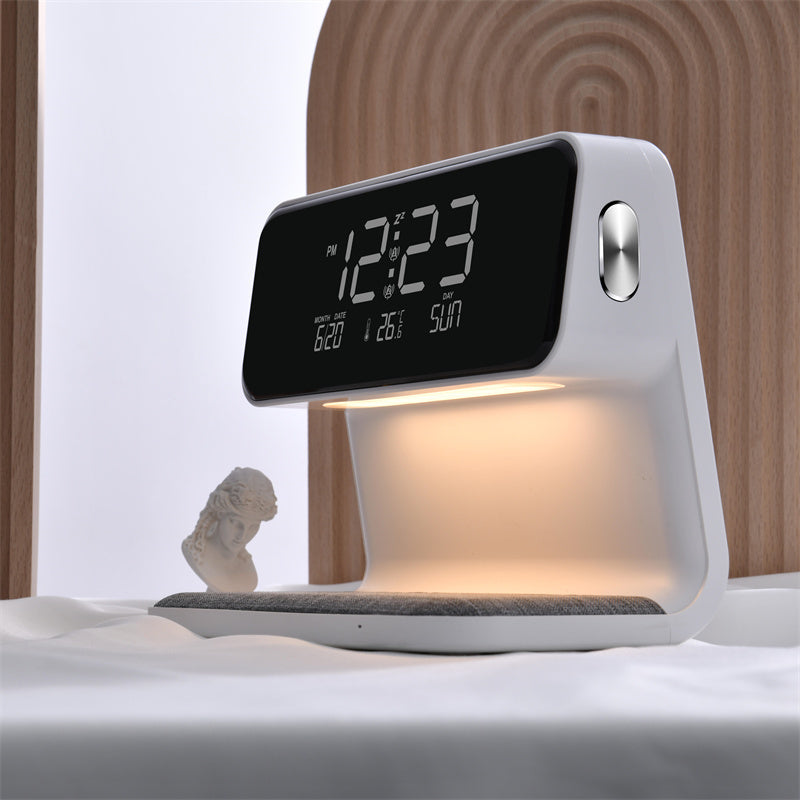 3-in-1 Touch Dimmable LED Bedside Lamp with Wireless Charger and LCD Alarm Clock