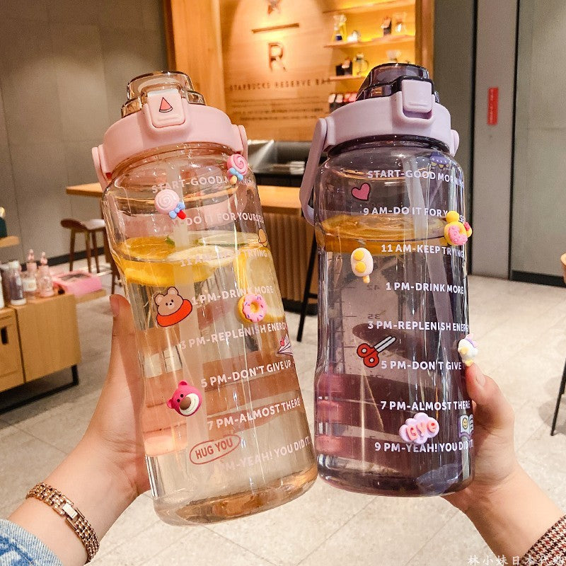 Large 67 oz Plastic Water Bottle - Japanese Design, Eco-Friendly, Solid Color