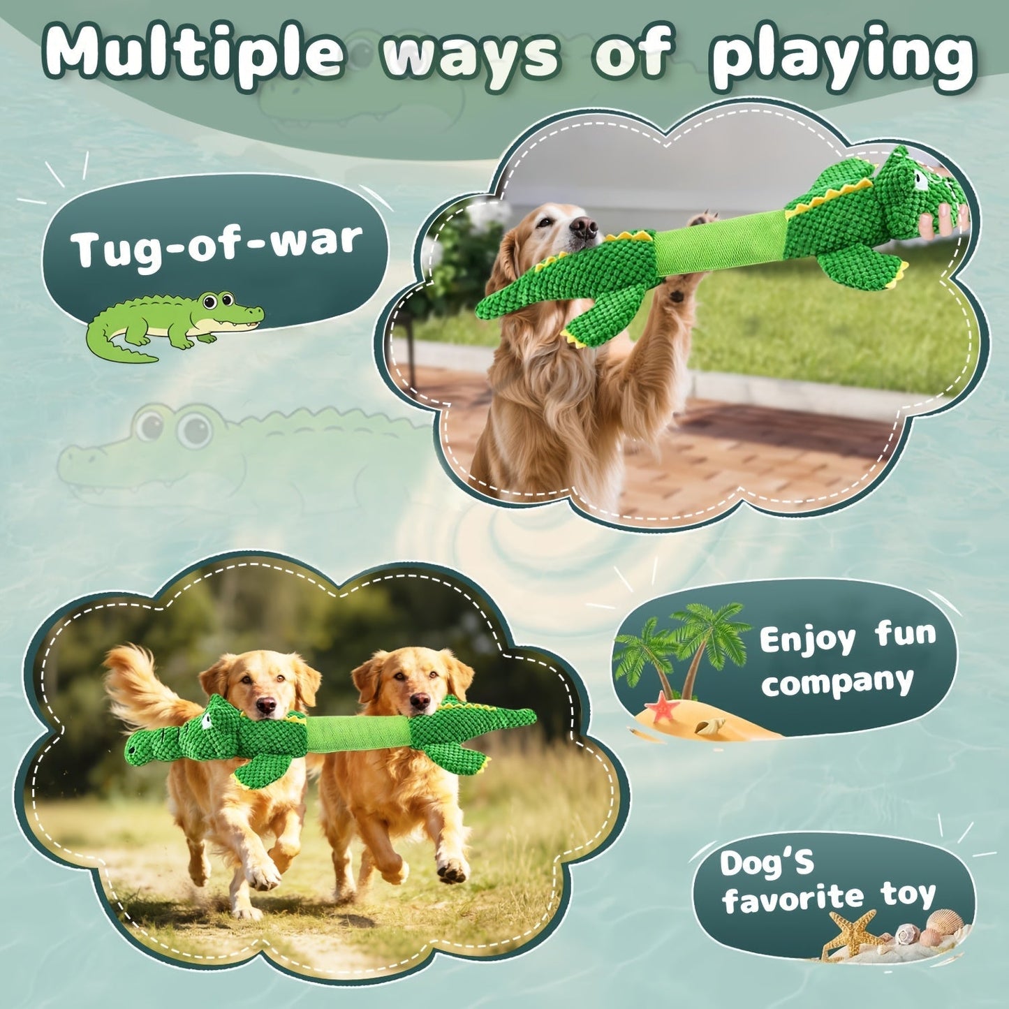 Durable Crocodile Dog Toy with Squeaker for Interactive Play