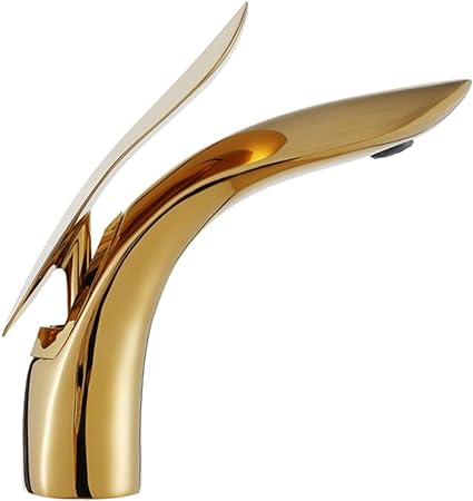 Contemporary Brass Bathroom Faucet with Elegant Handle