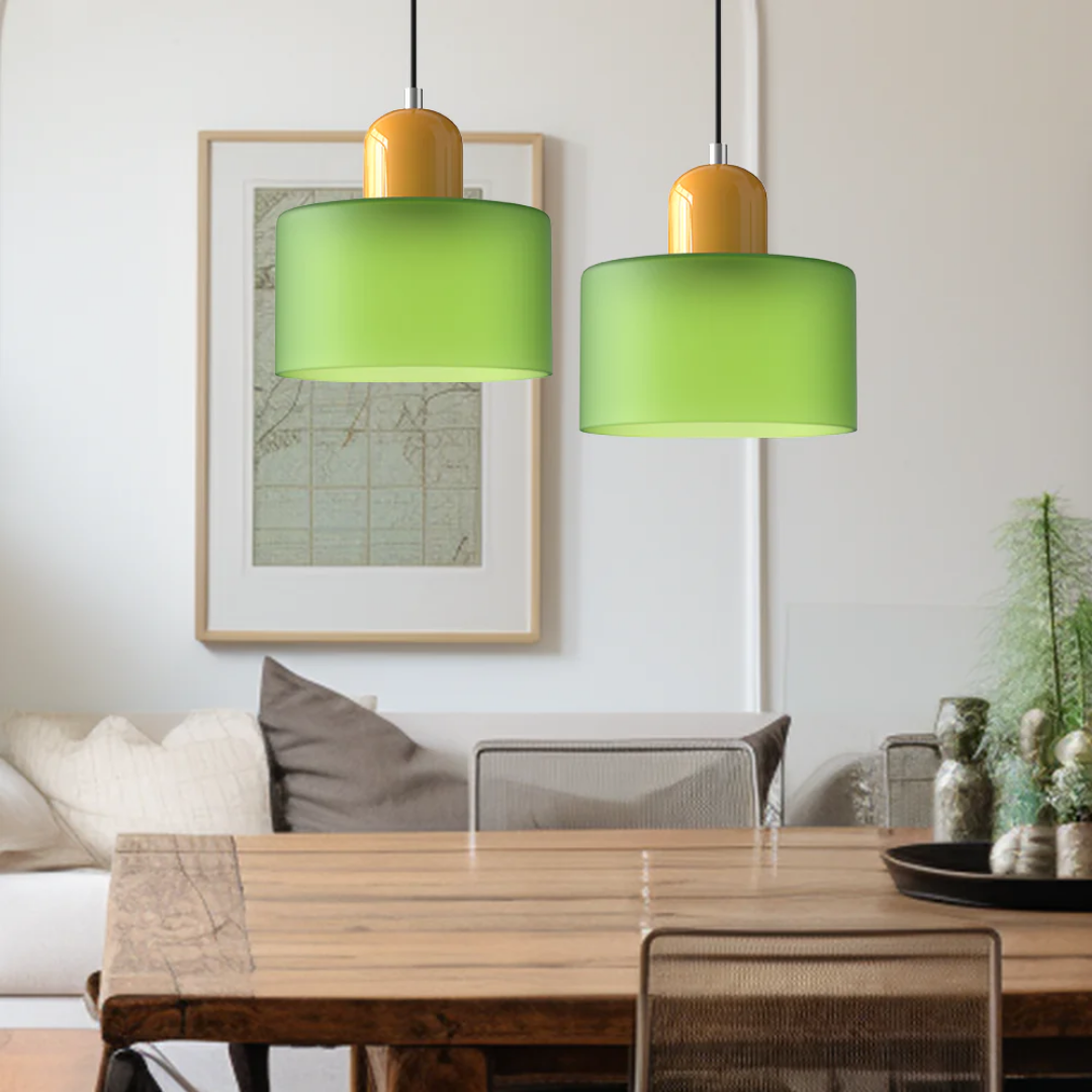 Retro Glass Shade Hanging Lamp with Adjustable Cable