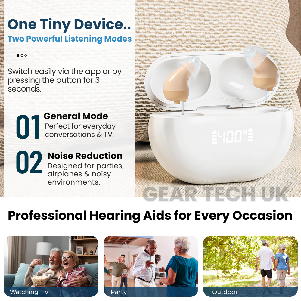 Bluetooth App-Controlled Hearing Aids - No Prescription Required