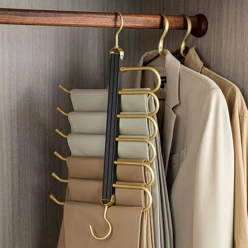 Space-Saving Aluminum Pants Hangers with 360° Rotation and Anti-Slip Design