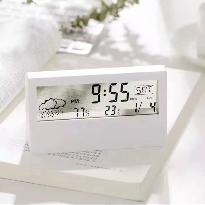Sleek Minimalist Digital Alarm Clock with Temperature and Humidity Display