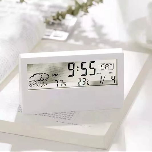 Sleek Minimalist Digital Alarm Clock with Temperature and Humidity Display