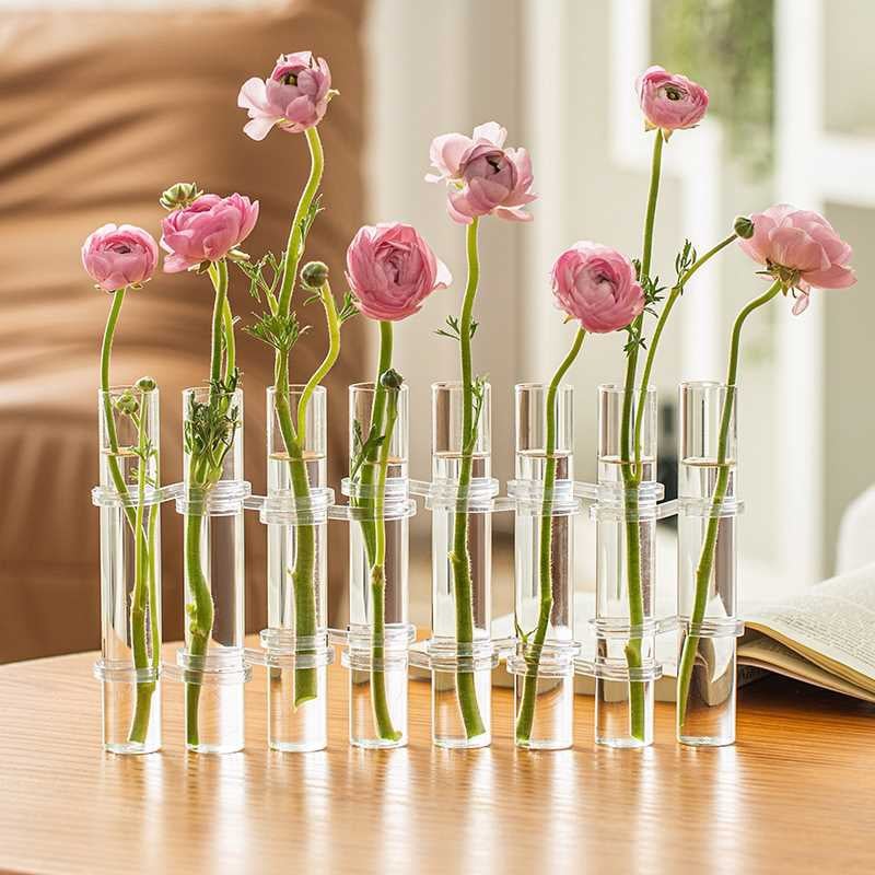 Adjustable Glass Tube Flower Vase with Hinges