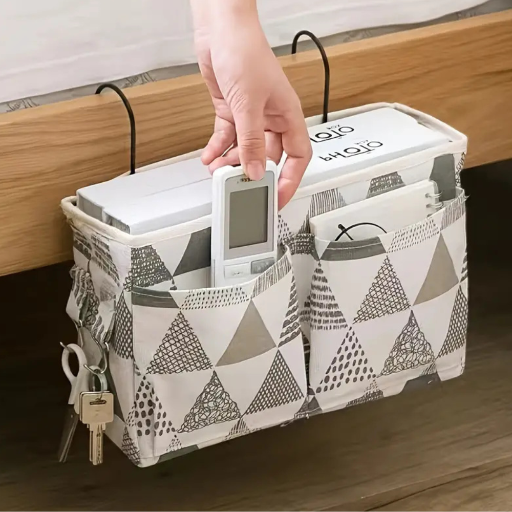 Multi-Pocket Hanging Organizer Bag with Side Hooks