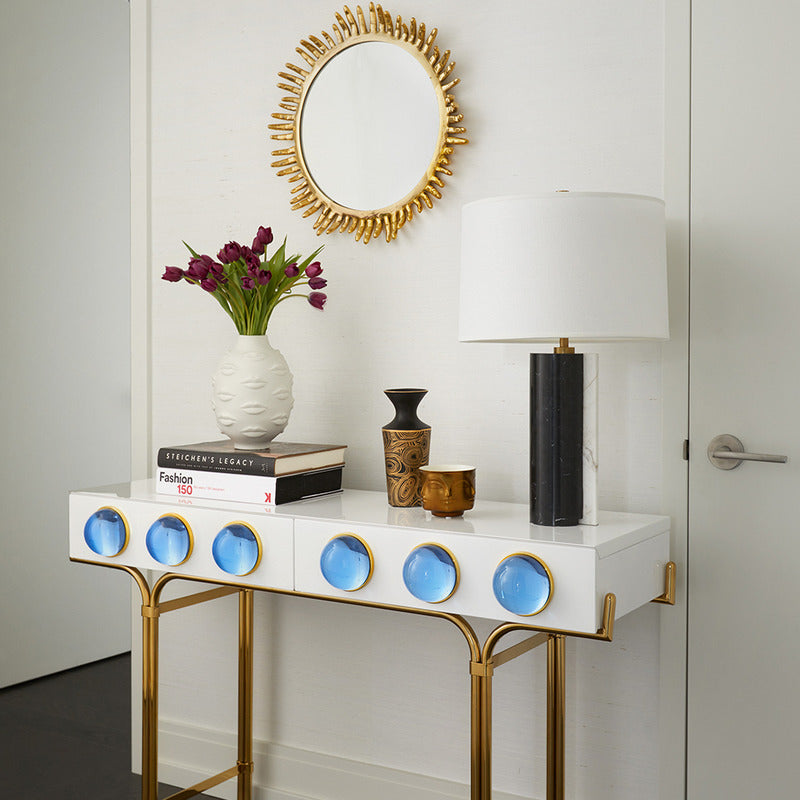 Matte White Porcelain Round Vase with Lip Pattern