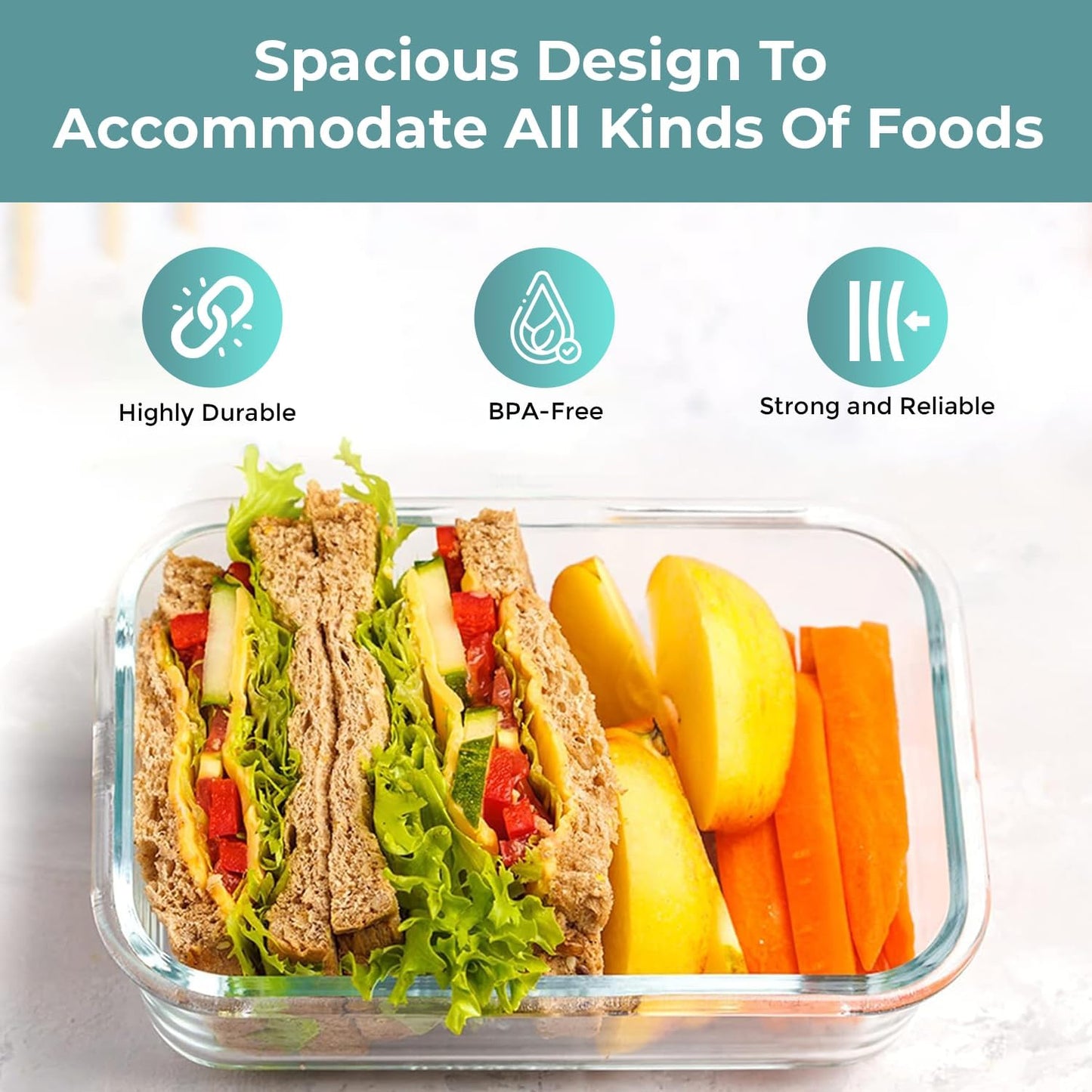Airtight Glass Food Storage Containers Set with Lids - 8-Piece