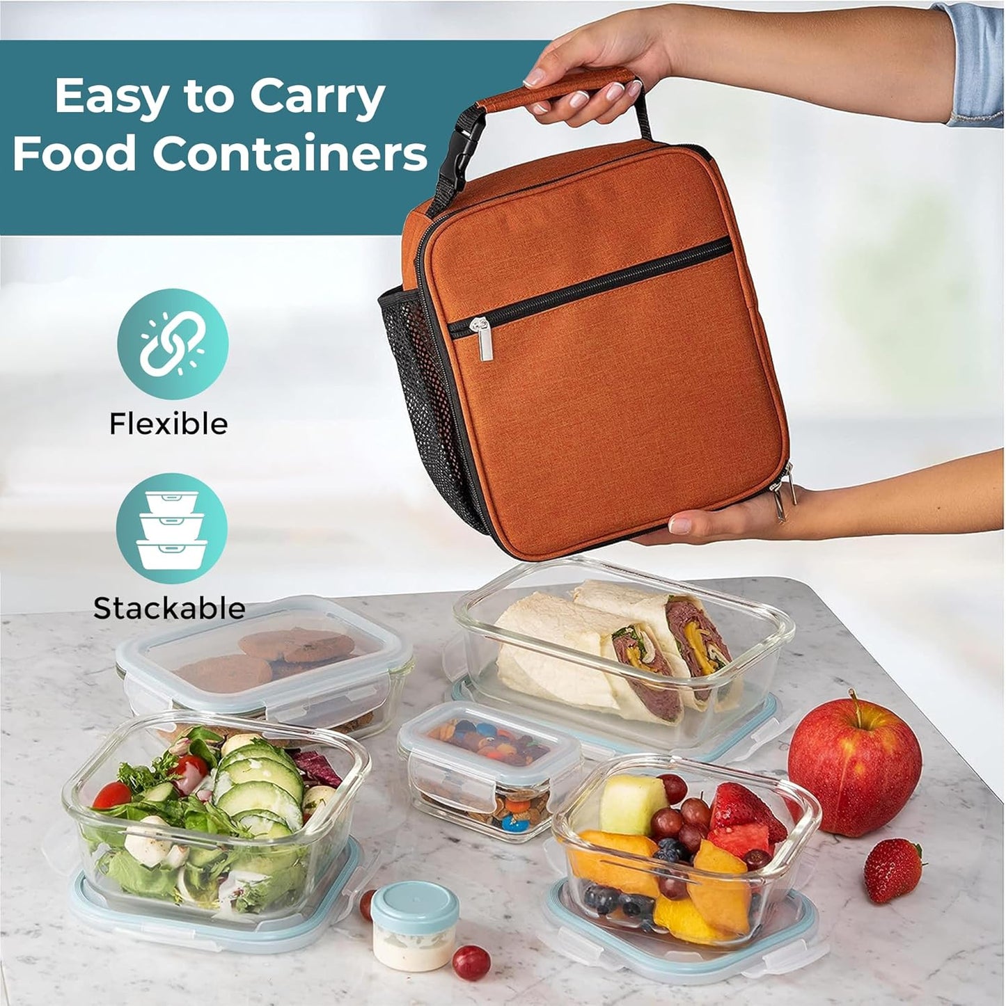 Airtight Glass Food Storage Containers Set with Lids - 8-Piece