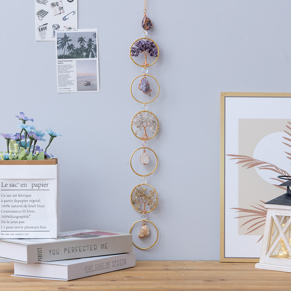 Crystal Tree of Life Wall Decor with 6 Rings