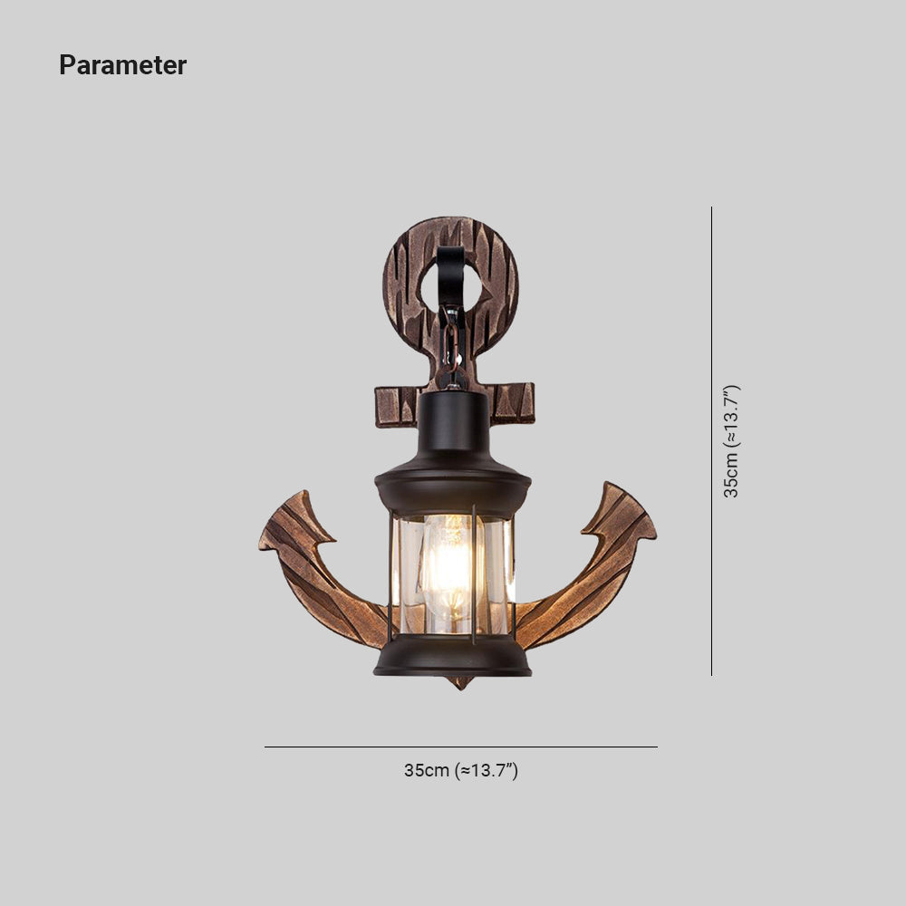 Vintage Anchor LED Wall Light - Industrial Metal and Wood Design