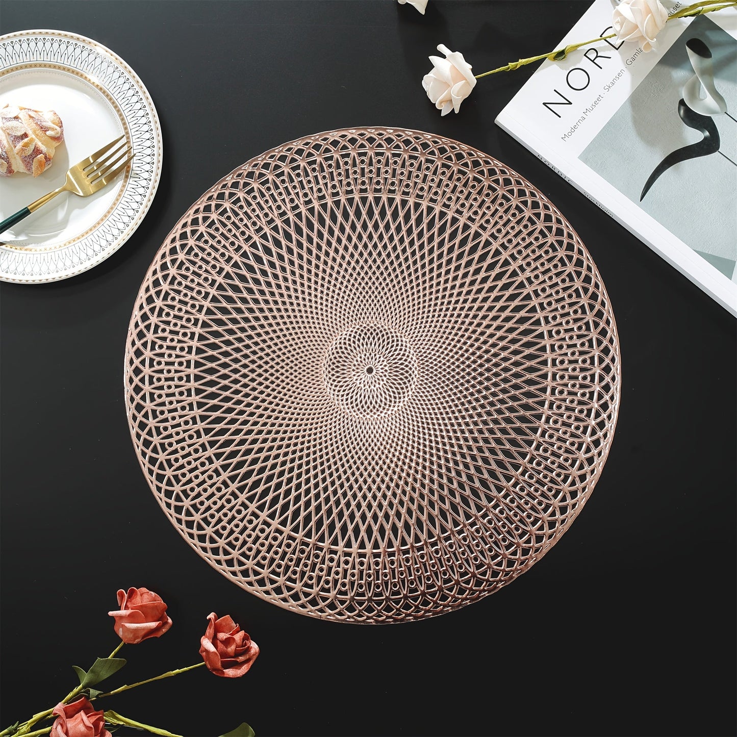 Round Geometric PVC Placemats - Heat-Resistant Elegant Table Mats